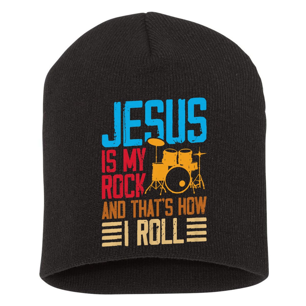 Jesus Is My Rock And That Is How I Roll Christian Short Acrylic Beanie