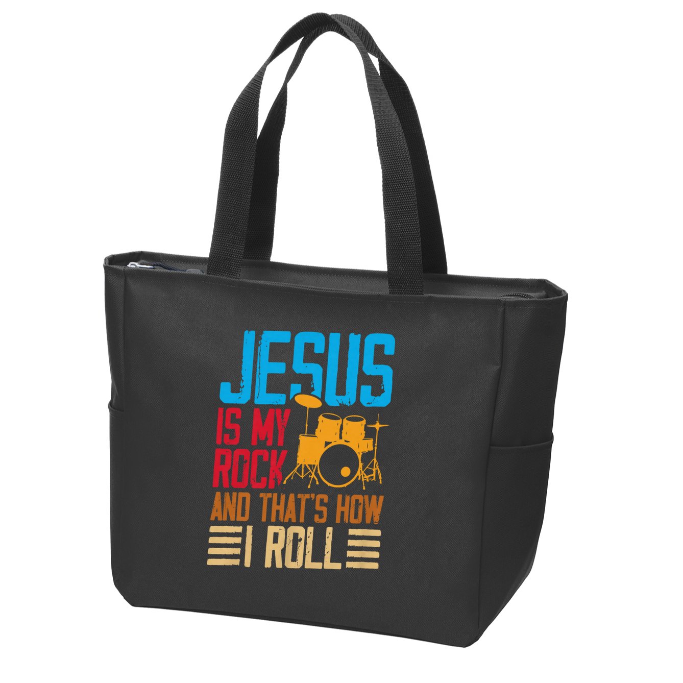 Jesus Is My Rock And That Is How I Roll Christian Zip Tote Bag