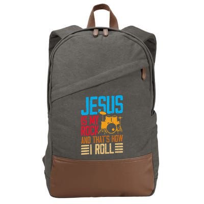 Jesus Is My Rock And That Is How I Roll Christian Cotton Canvas Backpack