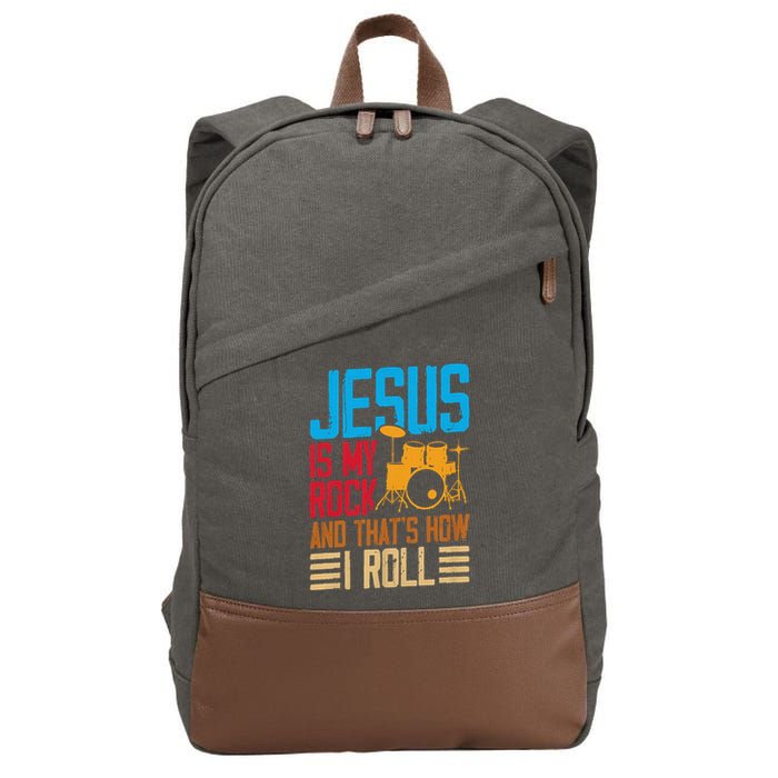 Jesus Is My Rock And That Is How I Roll Christian Cotton Canvas Backpack