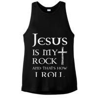 Jesus Is My Rock And That’s How I Roll Ladies PosiCharge Tri-Blend Wicking Tank