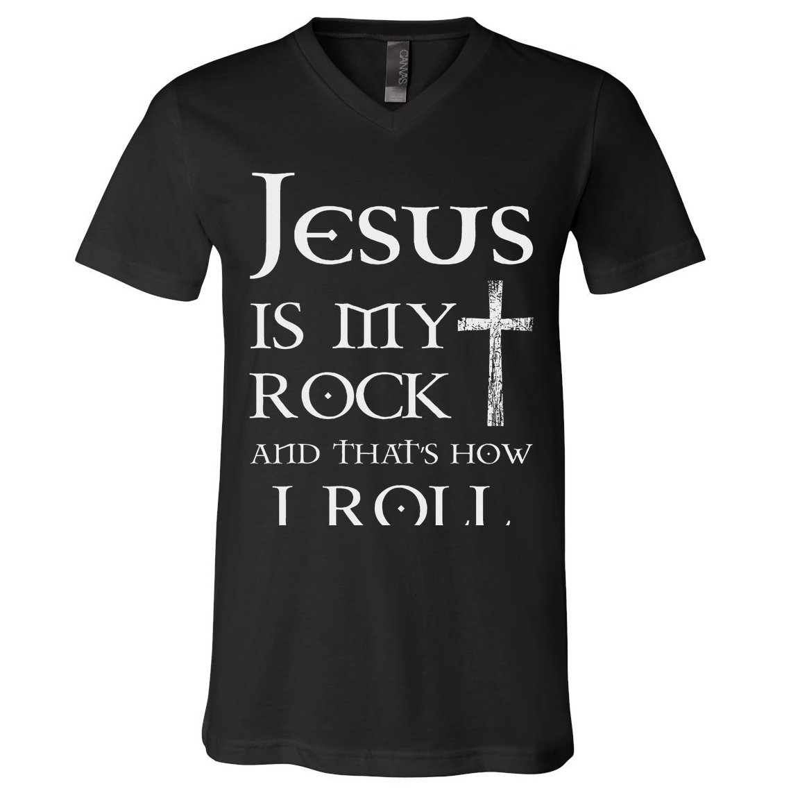 Jesus Is My Rock And That’s How I Roll V-Neck T-Shirt