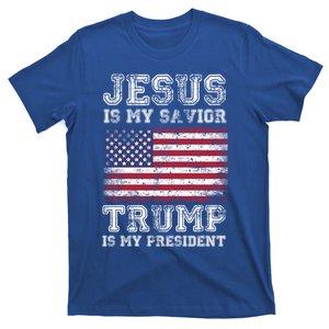 Jesus Is My Savior Trump Is My President American Flag Meaningful Gift T-Shirt