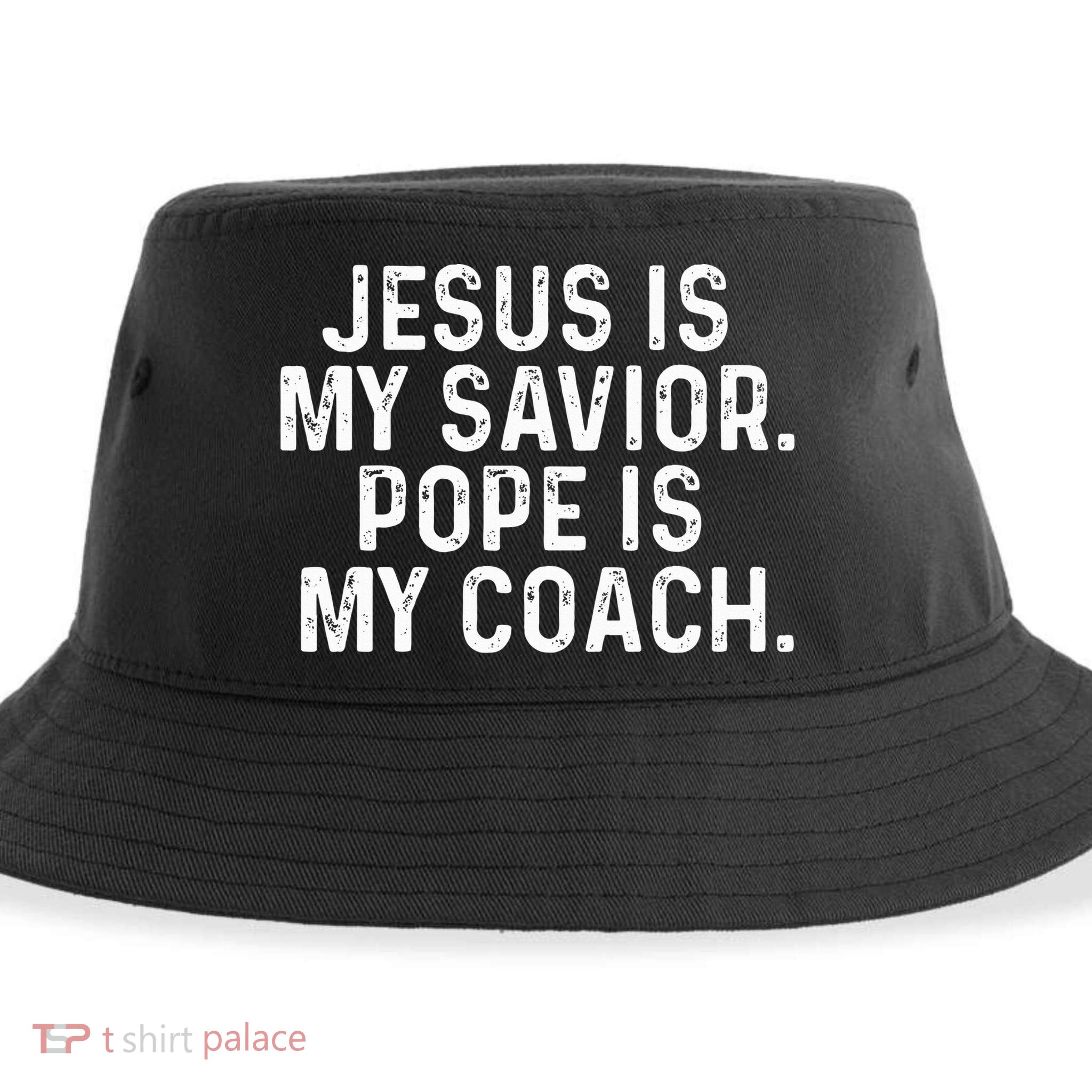 Jesus Is My Savior Pope Is My Coach Religious Sustainable Bucket Hat