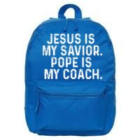 Jesus Is My Savior Pope Is My Coach Religious 16 in Basic Backpack