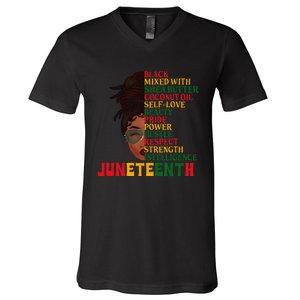 Juneteenth Is My Independence Day Black Wo Black Pride V-Neck T-Shirt