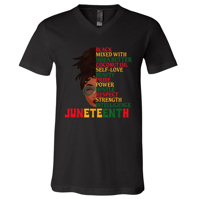 Juneteenth Is My Independence Day Black Wo Black Pride V-Neck T-Shirt