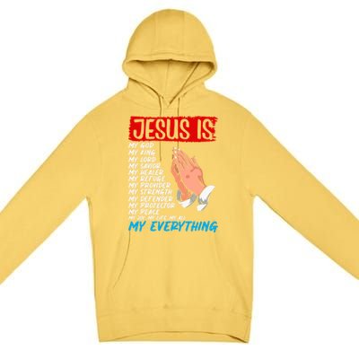 Jesus Is My God My King My Lord My Savior Christian Jesus Great Gift Premium Pullover Hoodie