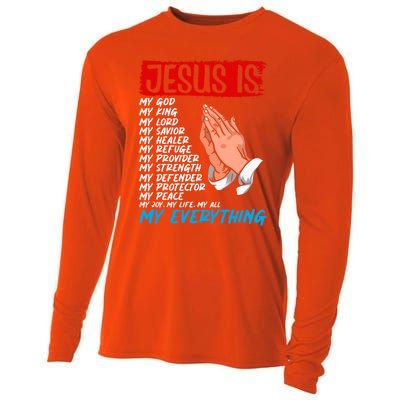 Jesus Is My God My King My Lord My Savior Christian Jesus Great Gift Cooling Performance Long Sleeve Crew