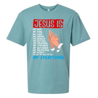 Jesus Is My God My King My Lord My Savior Christian Jesus Great Gift Sueded Cloud Jersey T-Shirt