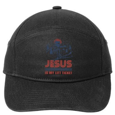 Jesus Is My Lift Ticket Retro Skiing Funny God 7-Panel Snapback Hat