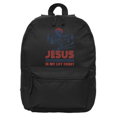 Jesus Is My Lift Ticket Retro Skiing Funny God 16 in Basic Backpack