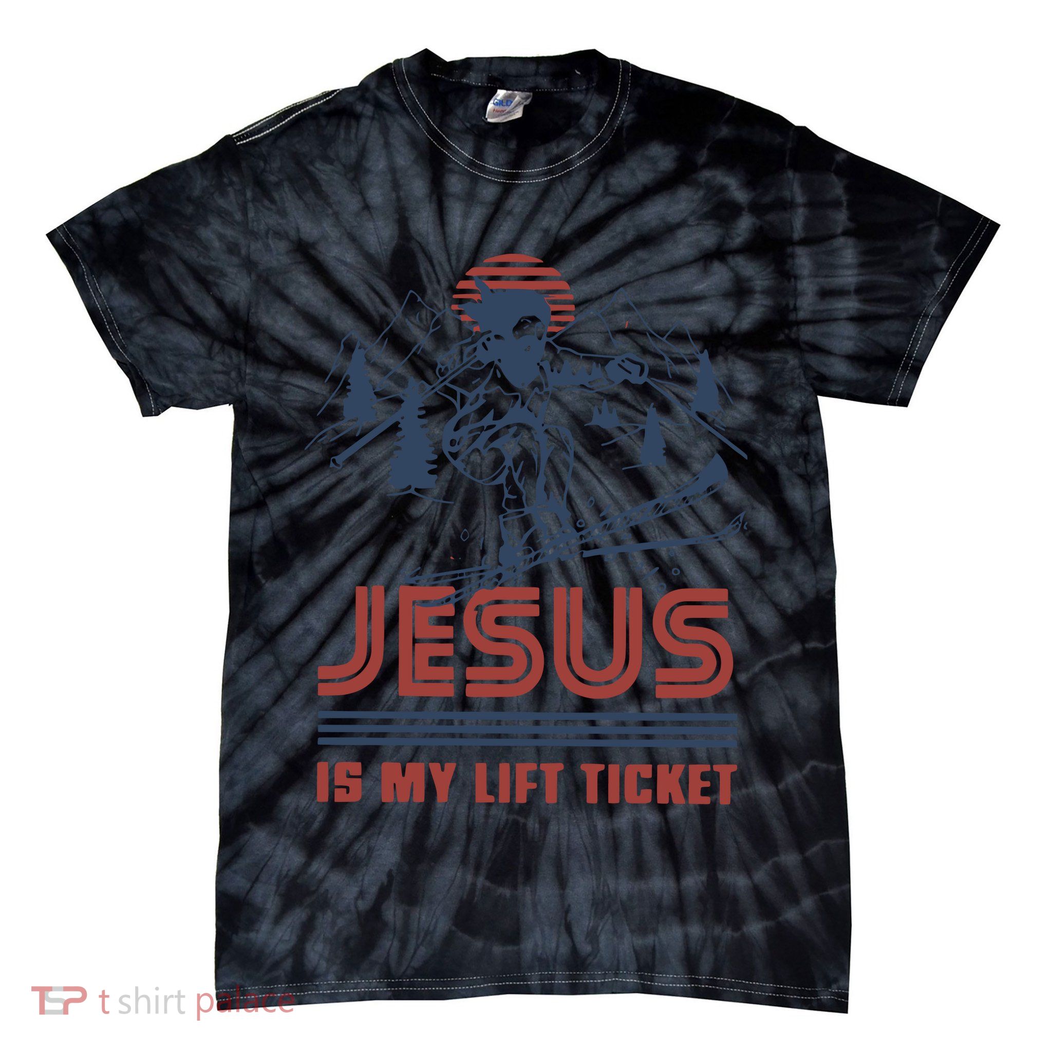 Jesus Is My Lift Ticket Retro Skiing Funny God Tie-Dye T-Shirt
