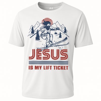 Jesus Is My Lift Ticket Retro Skiing Funny God Performance Shirt