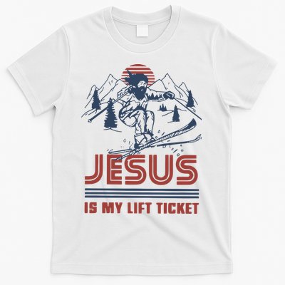 Jesus Is My Lift Ticket Retro Skiing Funny God T-Shirt
