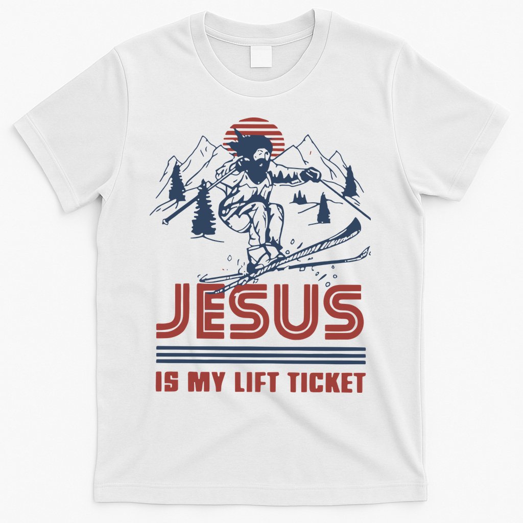 Jesus Is My Lift Ticket Retro Skiing Funny God T-Shirt