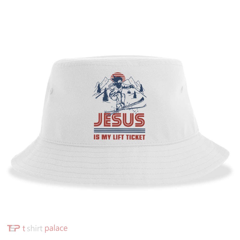 Jesus Is My Lift Ticket Retro Skiing Funny God Sustainable Bucket Hat