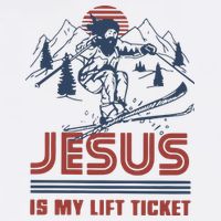 Jesus Is My Lift Ticket Retro Skiing Funny God Button