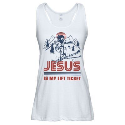 Jesus Is My Lift Ticket Retro Skiing Funny God Ladies Essential Flowy Tank