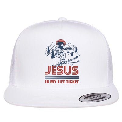 Jesus Is My Lift Ticket Retro Skiing Funny God Flatbill Hat