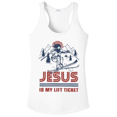 Jesus Is My Lift Ticket Retro Skiing Funny God Ladies PosiCharge Competitor Racerback Tank