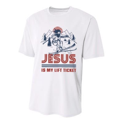 Jesus Is My Lift Ticket Retro Skiing Funny God Youth Performance Sprint T-Shirt