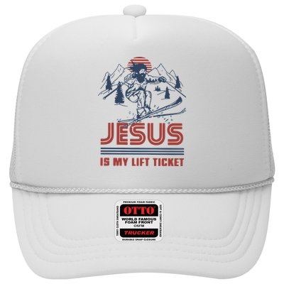 Jesus Is My Lift Ticket Retro Skiing Funny God Trucker Hat