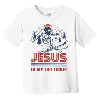 Jesus Is My Lift Ticket Retro Skiing Funny God Toddler T-Shirt