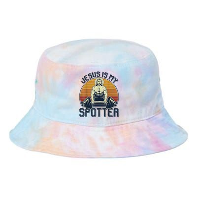 Jesus Is My Spotter Retro Vintage Jesus Gift Tie Dye Newport Bucket Hat