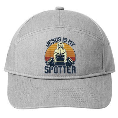 Jesus Is My Spotter Retro Vintage Jesus Gift 7-Panel Snapback Hat