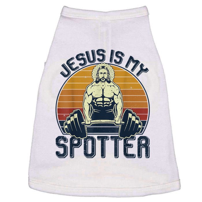 Jesus Is My Spotter Retro Vintage Jesus Gift Doggie Tank