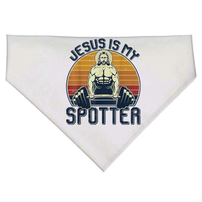 Jesus Is My Spotter Retro Vintage Jesus Gift USA-Made Doggie Bandana