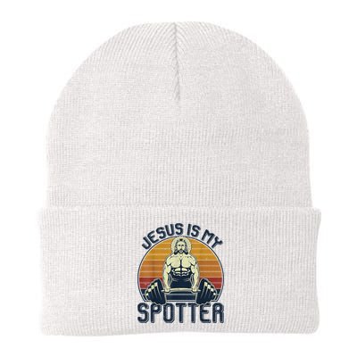 Jesus Is My Spotter Retro Vintage Jesus Gift Knit Cap Winter Beanie