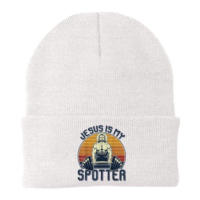 Jesus Is My Spotter Retro Vintage Jesus Gift Knit Cap Winter Beanie