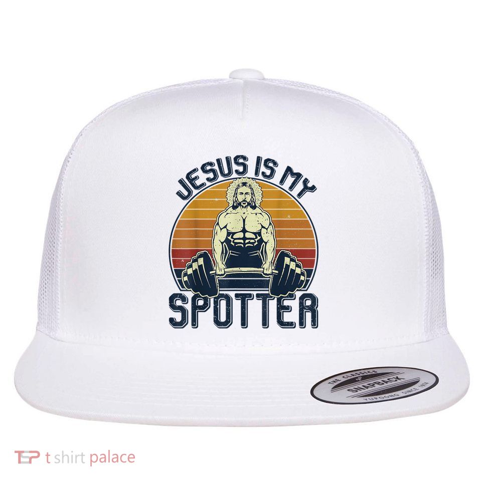 Jesus Is My Spotter Retro Vintage Jesus Gift Flatbill Hat