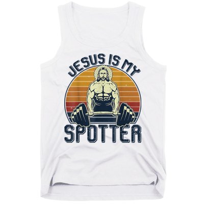 Jesus Is My Spotter Retro Vintage Jesus Gift Tank Top