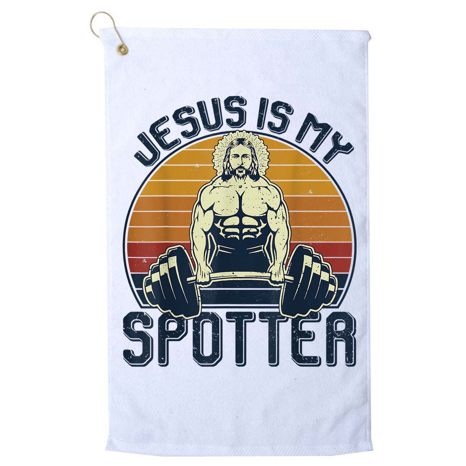 Jesus Is My Spotter Retro Vintage Jesus Gift Golf Towel