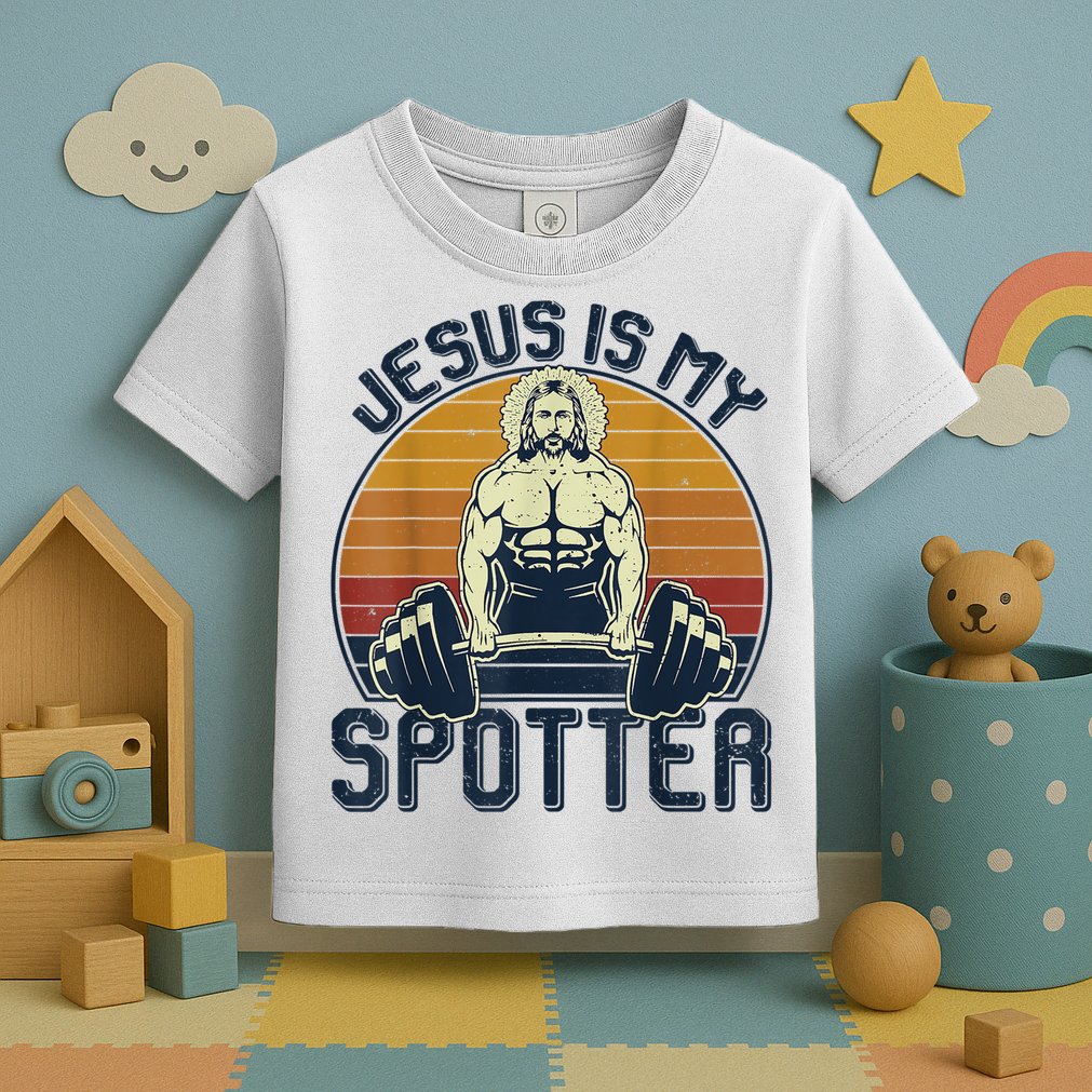 Jesus Is My Spotter Retro Vintage Jesus Gift Toddler T-Shirt