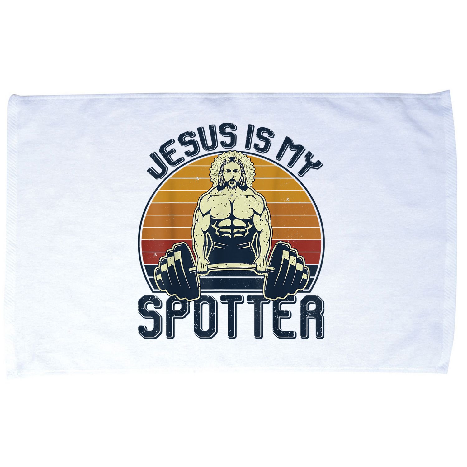 Jesus Is My Spotter Retro Vintage Jesus Gift Microfiber Hand Towel