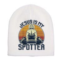 Jesus Is My Spotter Retro Vintage Jesus Gift Short Acrylic Beanie