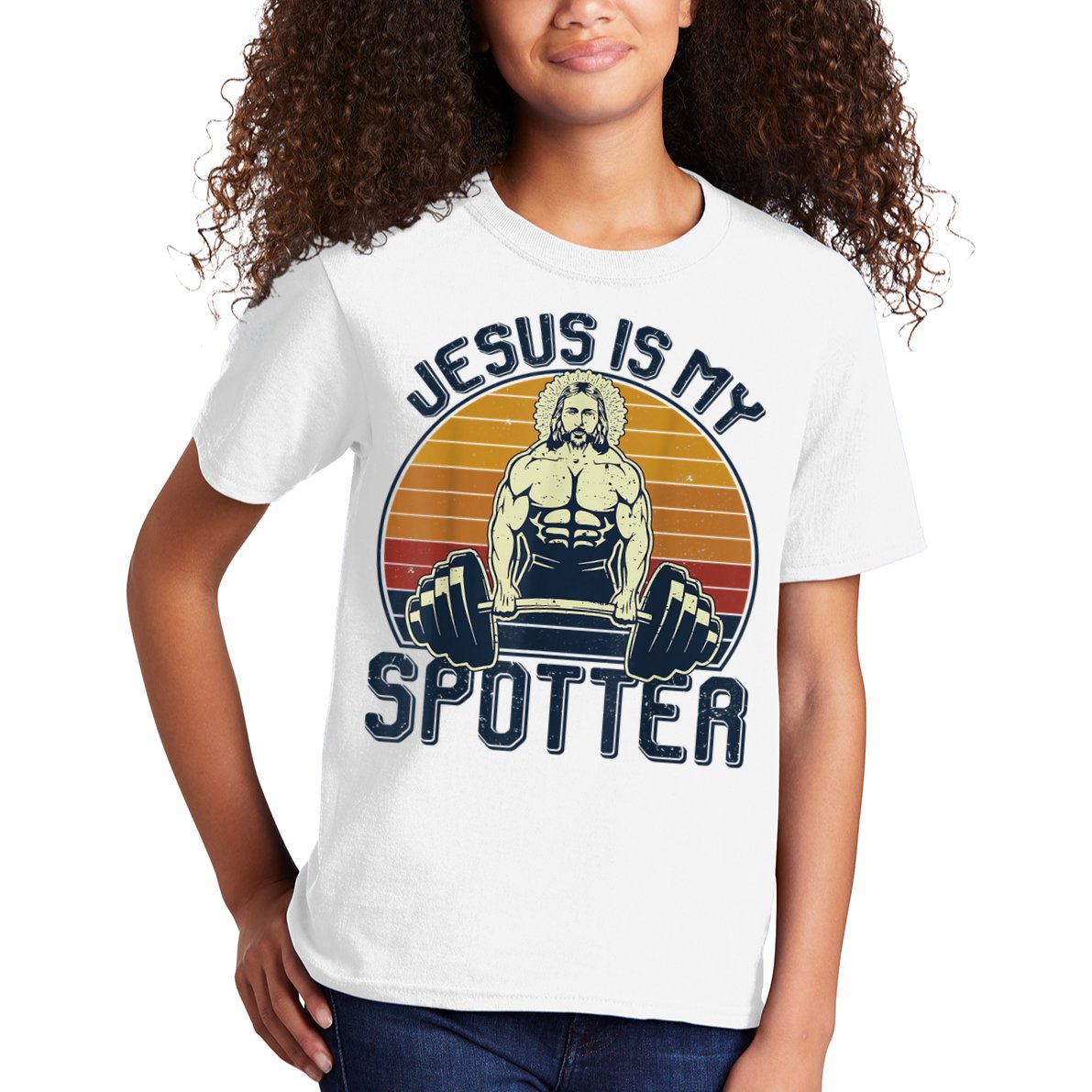 Jesus Is My Spotter Retro Vintage Jesus Gift Kids T-Shirt