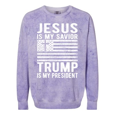 Jesus Is My Savior Trump Is My President Christmas Gift Funny Gift Colorblast Crewneck Sweatshirt