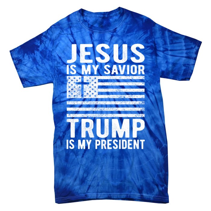 Jesus Is My Savior Trump Is My President Christmas Gift Funny Gift Tie-Dye T-Shirt