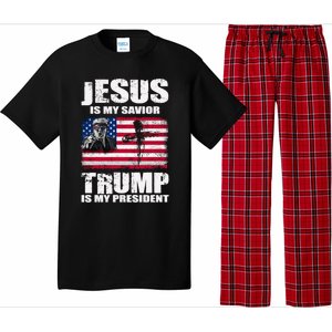 Jesus Is My Savior Trump Is My President Trump 2024 Usa Flag Great Gift Pajama Set