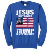 Jesus Is My Savior Trump Is My President Trump 2024 Usa Flag Great Gift Sweatshirt