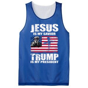 Jesus Is My Savior Trump Is My President Trump 2024 Usa Flag Great Gift Mesh Reversible Basketball Jersey Tank