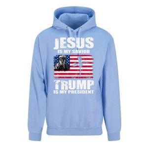 Jesus Is My Savior Trump Is My President Trump 2024 Usa Flag Great Gift Unisex Surf Hoodie