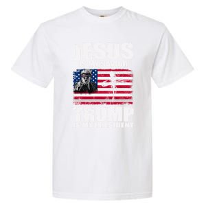 Jesus Is My Savior Trump Is My President Trump 2024 Usa Flag Great Gift Garment-Dyed Heavyweight T-Shirt