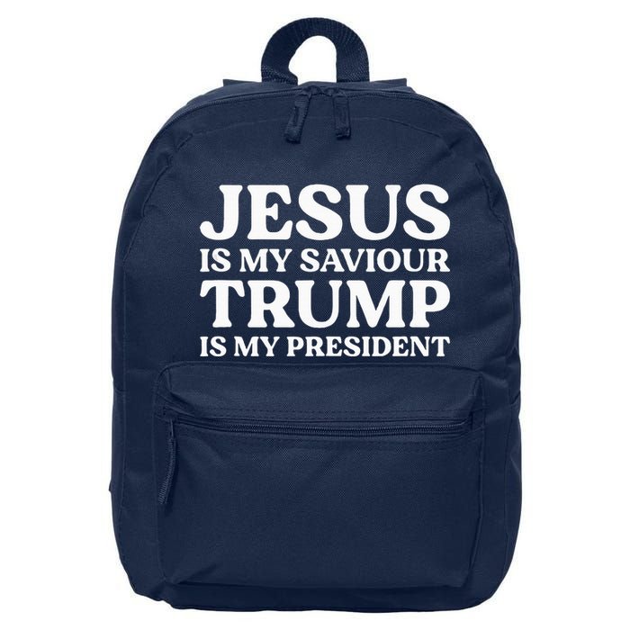 Jesus Is My Saviour Trump Is My President Election Slogan 16 in Basic Backpack