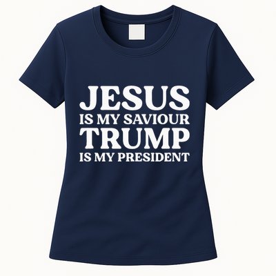 Jesus Is My Saviour Trump Is My President Election Slogan Womens T-Shirt